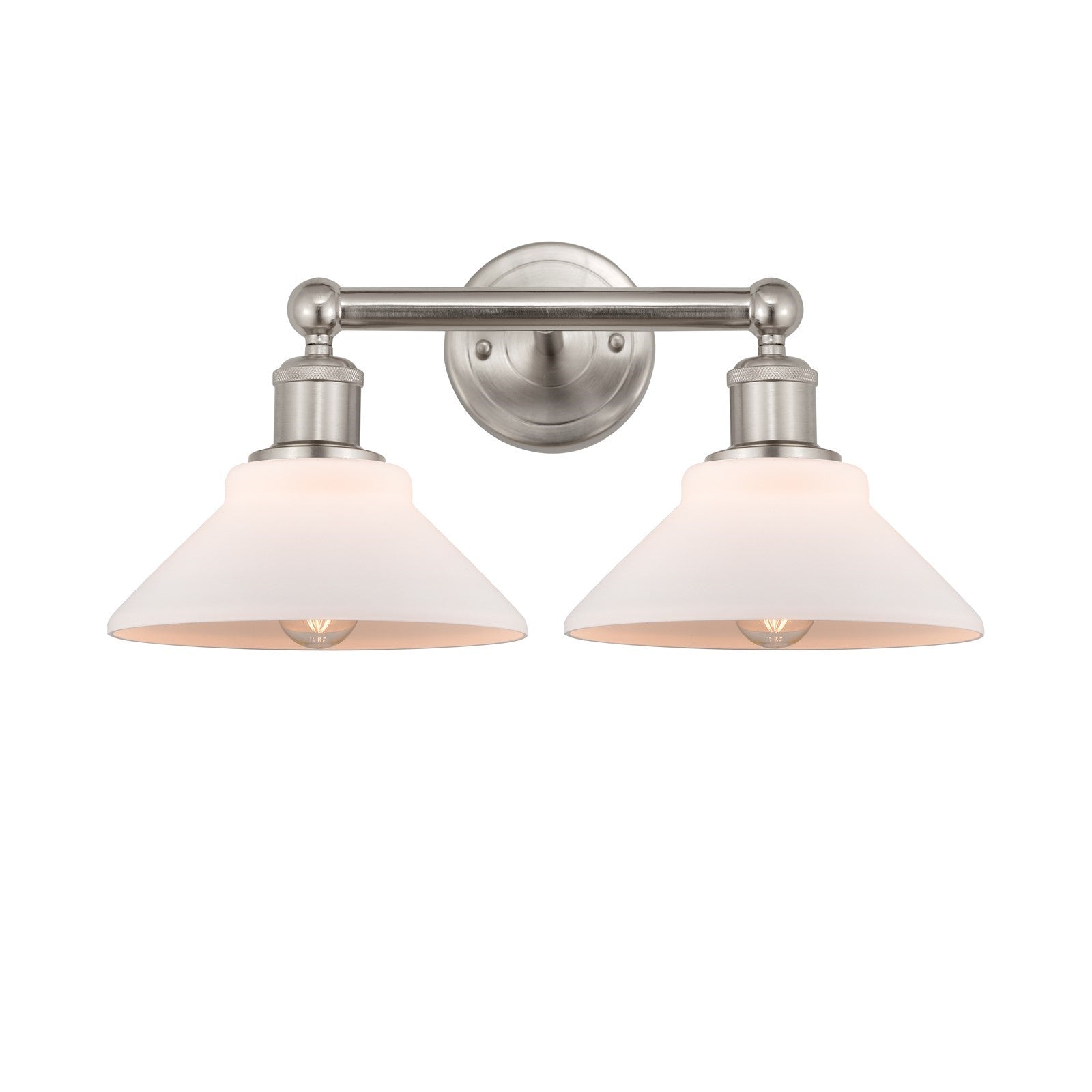 Innovations Orwell 17in 2-Light Bath Vanity Light | Industrial Brushed Satin Nickel Steel and Matte White Glass | Bathroom Vanity | Model 616-2W-SN-G131