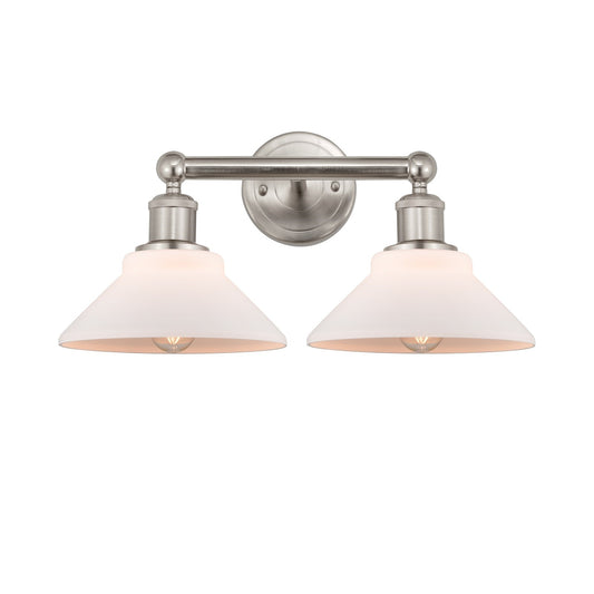 Innovations Orwell 17in 2-Light Bath Vanity Light | Industrial Brushed Satin Nickel Steel and Matte White Glass | Bathroom Vanity | Model 616-2W-SN-G131