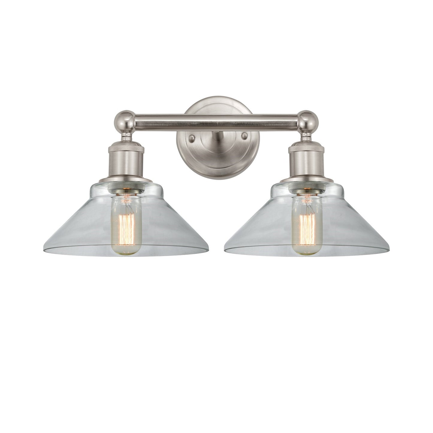 Innovations Orwell 17in 2-Light Bath Vanity Light | Industrial Brushed Satin Nickel Steel and Clear Glass | Bathroom Vanity | 17.38 | Model 616-2W-SN-G132
