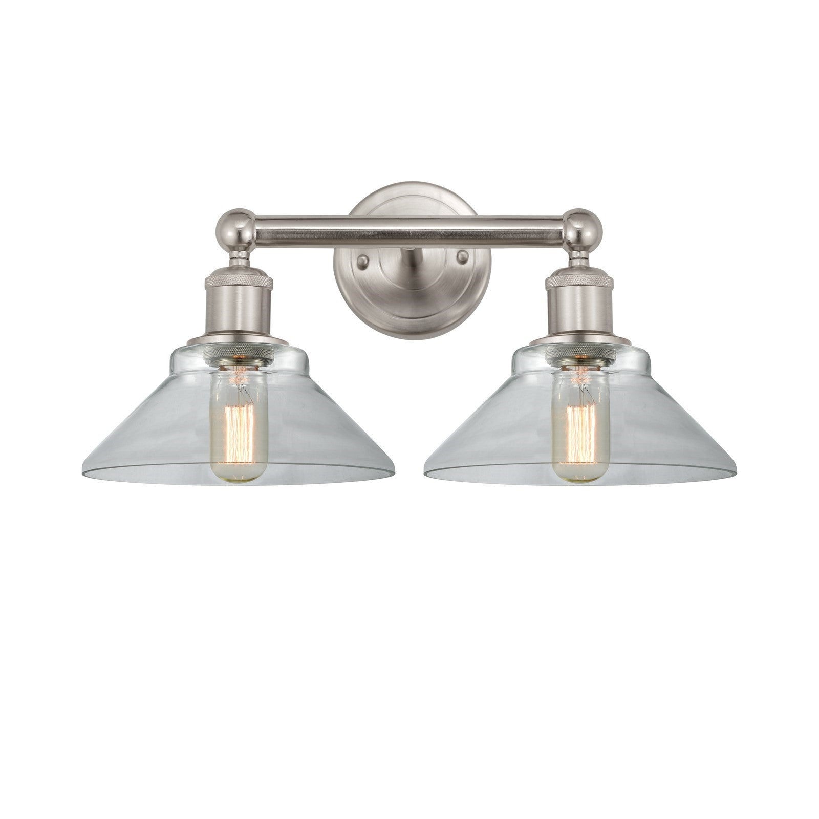 Innovations Orwell 17in 2-Light Bath Vanity Light | Industrial Brushed Satin Nickel Steel and Clear Glass | Bathroom Vanity | 17.38 | Model 616-2W-SN-G132