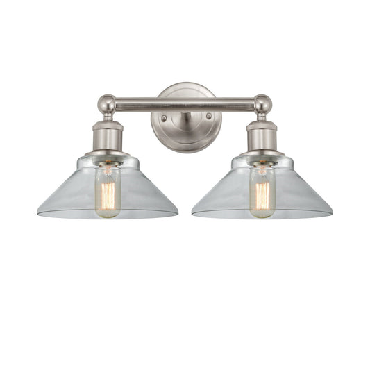 Innovations Orwell 17in 2-Light Bath Vanity Light | Industrial Brushed Satin Nickel Steel and Clear Glass | Bathroom Vanity | 17.38 | Model 616-2W-SN-G132