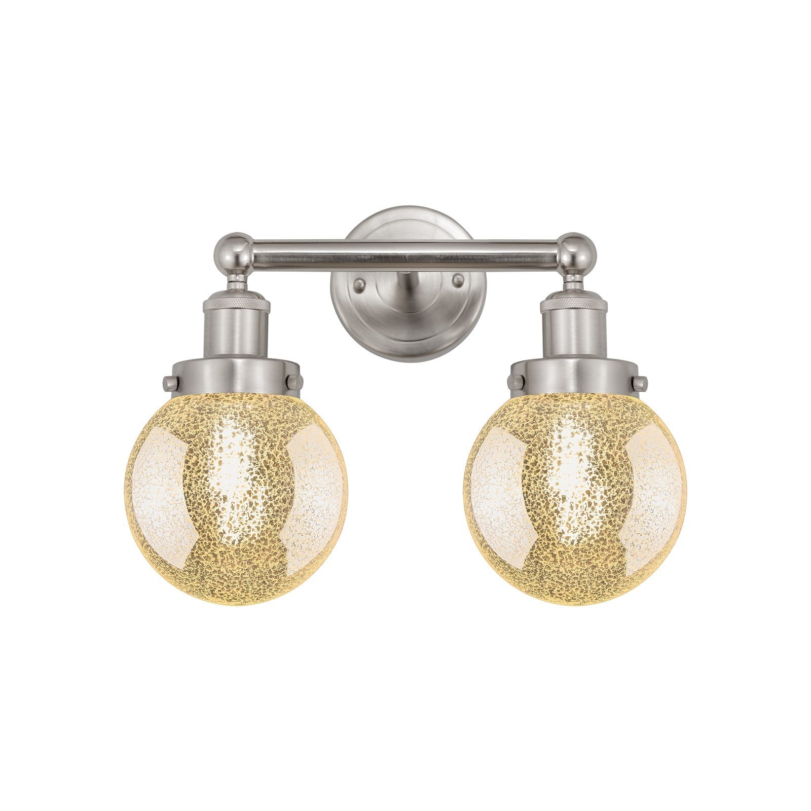 Innovations Beacon 15in 2-Light Bath Vanity | Industrial Brushed Satin Nickel and Mercury Ribbed Glass | Bathroom Vanity | 15 x | Model 616-2W-SN-G208-6