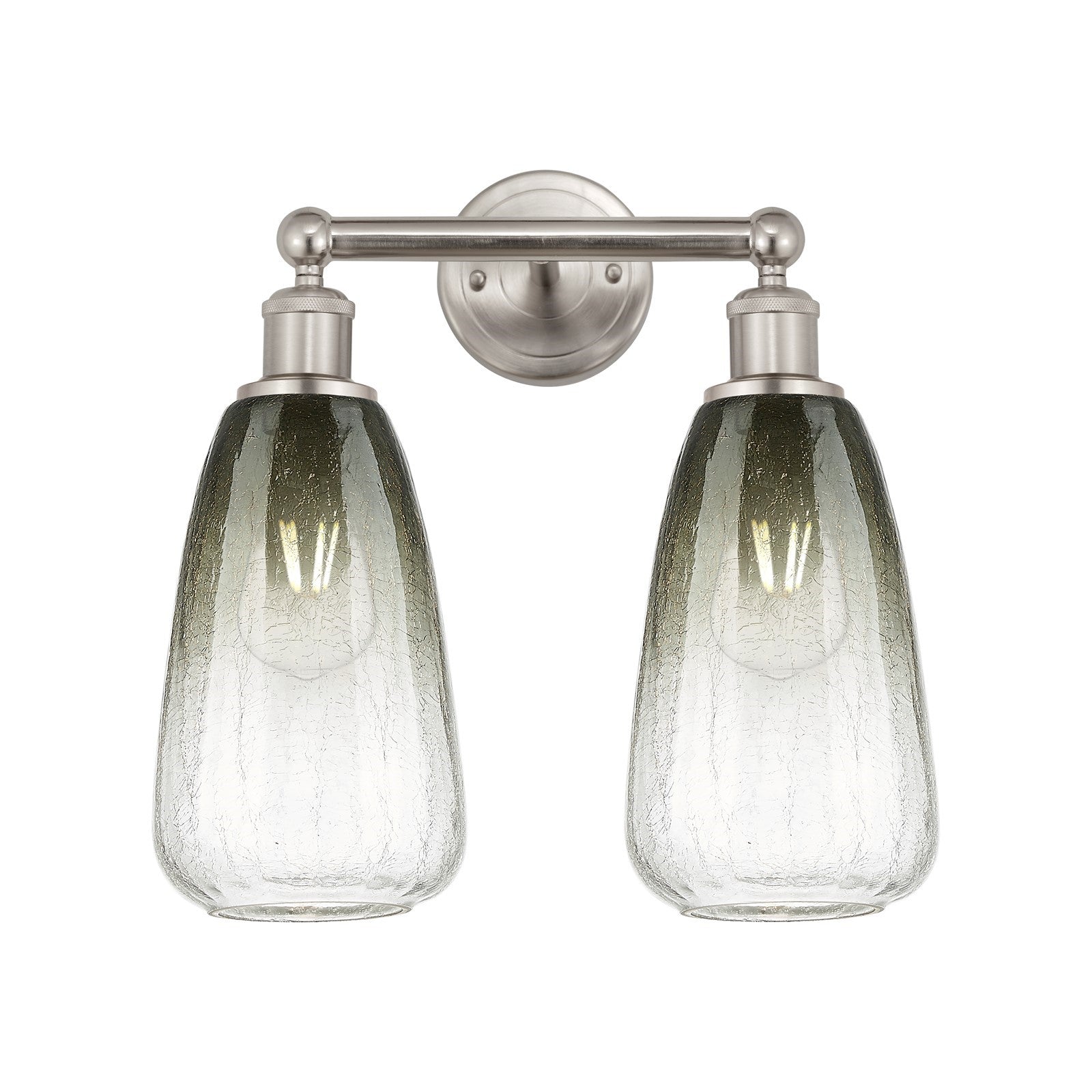 Innovations Brookhaven Almond 15in 2-Light Bath Vanity Light | Industrial Brushed Satin Nickel and Slate Glass | Bathroom | Model 616-2W-SN-G480-6SL
