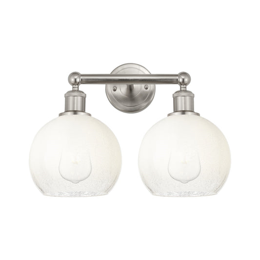 Innovations Brookhaven Globe 17in 2-Light Bath Vanity Light | Industrial Brushed Satin Nickel and Opal Glass | Bathroom Vanity | Model 616-2W-SN-G483-8OP