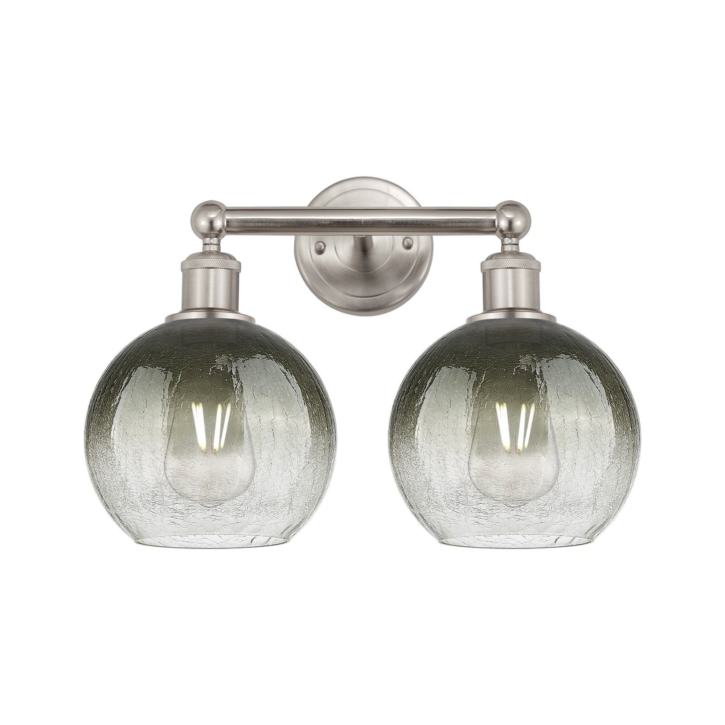 Innovations Brookhaven Globe 17in 2-Light Bath Vanity Light | Industrial Brushed Satin Nickel and Slate Glass | Bathroom Vanity | Model 616-2W-SN-G483-8SL