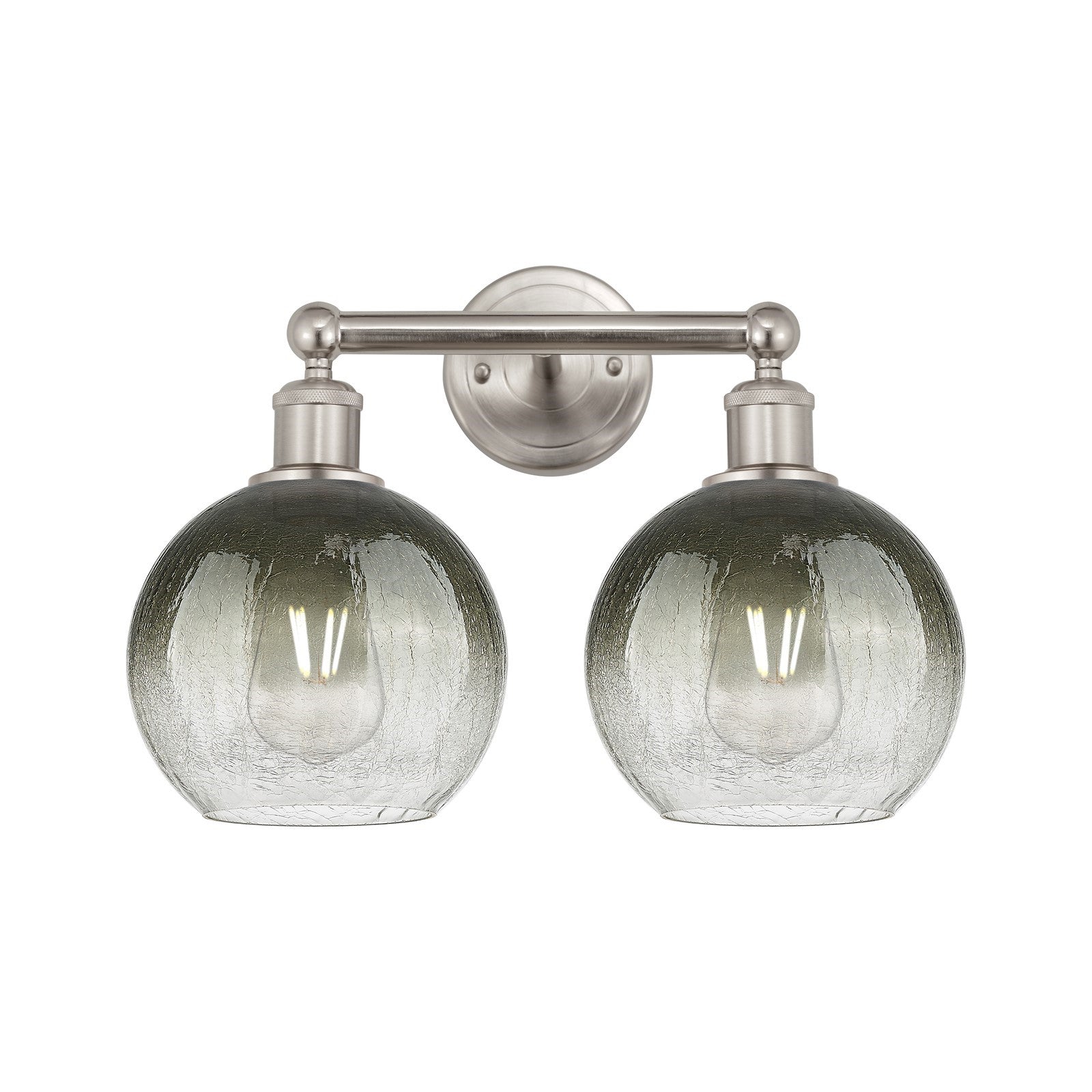 Innovations Brookhaven Globe 17in 2-Light Bath Vanity Light | Industrial Brushed Satin Nickel and Slate Glass | Bathroom Vanity | Model 616-2W-SN-G483-8SL