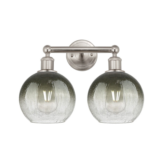 Innovations Brookhaven Globe 17in 2-Light Bath Vanity Light | Industrial Brushed Satin Nickel and Slate Glass | Bathroom Vanity | Model 616-2W-SN-G483-8SL