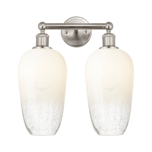 Innovations Brookhaven Flute 16in 2-Light Bath Vanity Light | Industrial Brushed Satin Nickel and Opal Glass | Bathroom Vanity | Model 616-2W-SN-G484-7OP