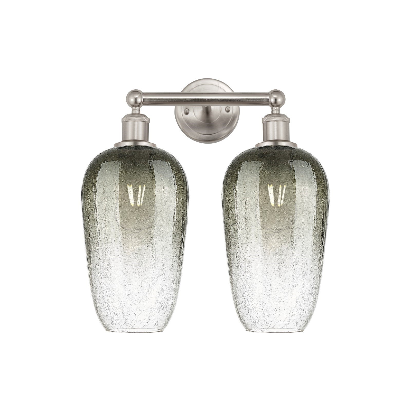 Innovations Brookhaven Flute 16in 2-Light Bath Vanity Light | Industrial Brushed Satin Nickel and Slate Glass | Bathroom Vanity | Model 616-2W-SN-G484-7SL