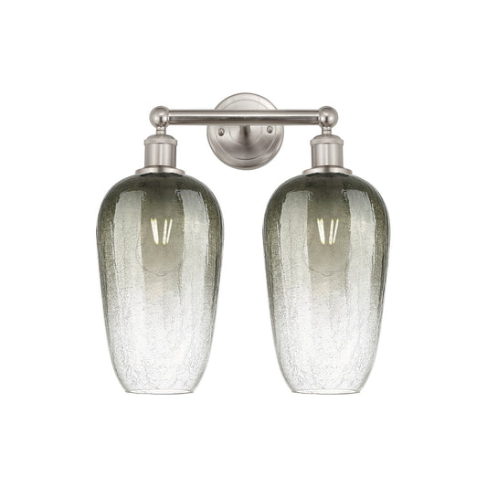 Innovations Brookhaven Flute 16in 2-Light Bath Vanity Light | Industrial Brushed Satin Nickel and Slate Glass | Bathroom Vanity | Model 616-2W-SN-G484-7SL