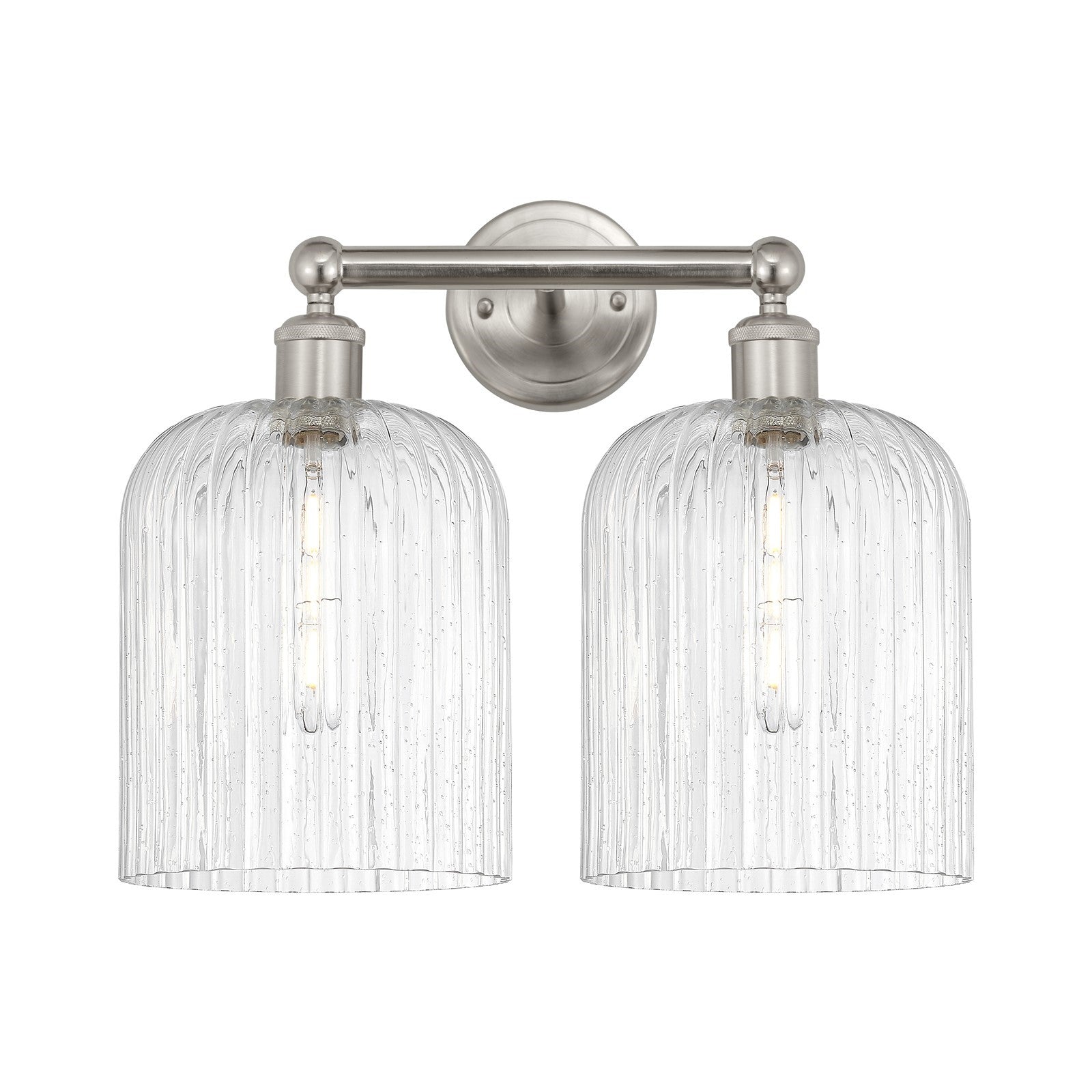 Innovations Bridal Veil 14in 2-Light Bath Vanity Light | Art Nouveau Brushed Satin Nickel Steel and Seedy Bell Glass | Model 616-2W-SN-G559-8SDY