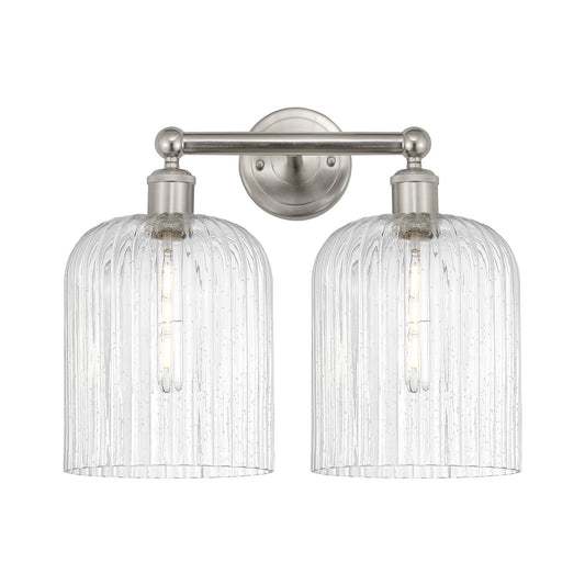 Innovations Bridal Veil 14in 2-Light Bath Vanity Light | Art Nouveau Brushed Satin Nickel Steel and Seedy Bell Glass | Model 616-2W-SN-G559-8SDY