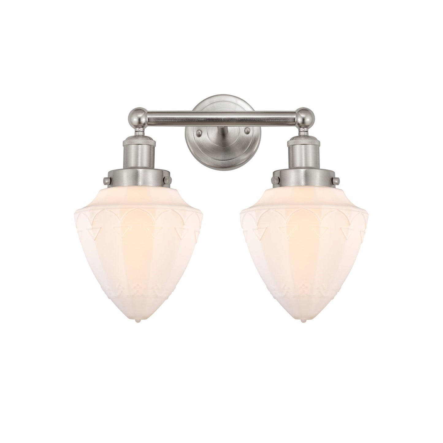 Innovations Bullet 16in 2-Light Bath Vanity | Industrial Brushed Satin Nickel and Matte White Frosted Glass | Bathroom Vanity | Model 616-2W-SN-G661-7