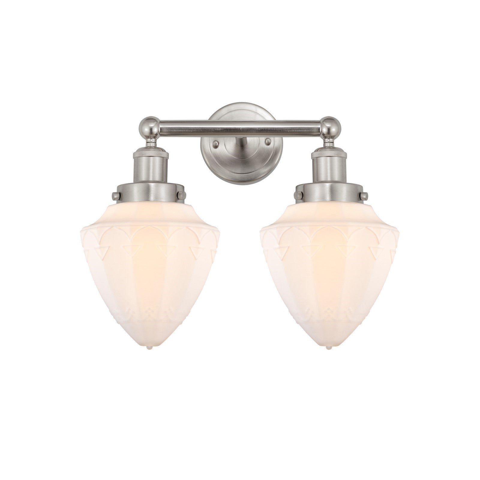 Innovations Bullet 16in 2-Light Bath Vanity | Industrial Brushed Satin Nickel and Matte White Frosted Glass | Bathroom Vanity | Model 616-2W-SN-G661-7