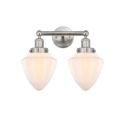 Innovations Bullet 16in 2-Light Bath Vanity | Industrial Brushed Satin Nickel and Matte White Frosted Glass | Bathroom Vanity | Model 616-2W-SN-G661-7