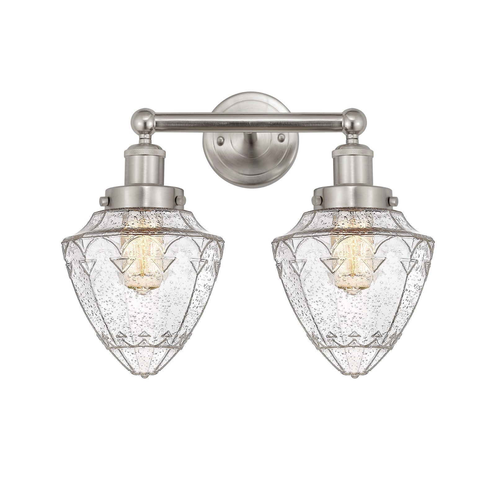 Innovations Bullet 16in 2-Light Bath Vanity | Industrial Brushed Satin Nickel and Seedy Glass | Bathroom Vanity Light | 16 x 8 x | Model 616-2W-SN-G664-7