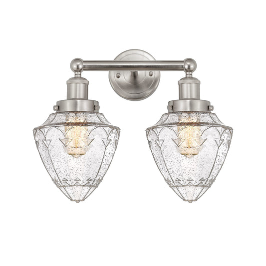 Innovations Bullet 16in 2-Light Bath Vanity | Industrial Brushed Satin Nickel and Seedy Glass | Bathroom Vanity Light | 16 x 8 x | Model 616-2W-SN-G664-7
