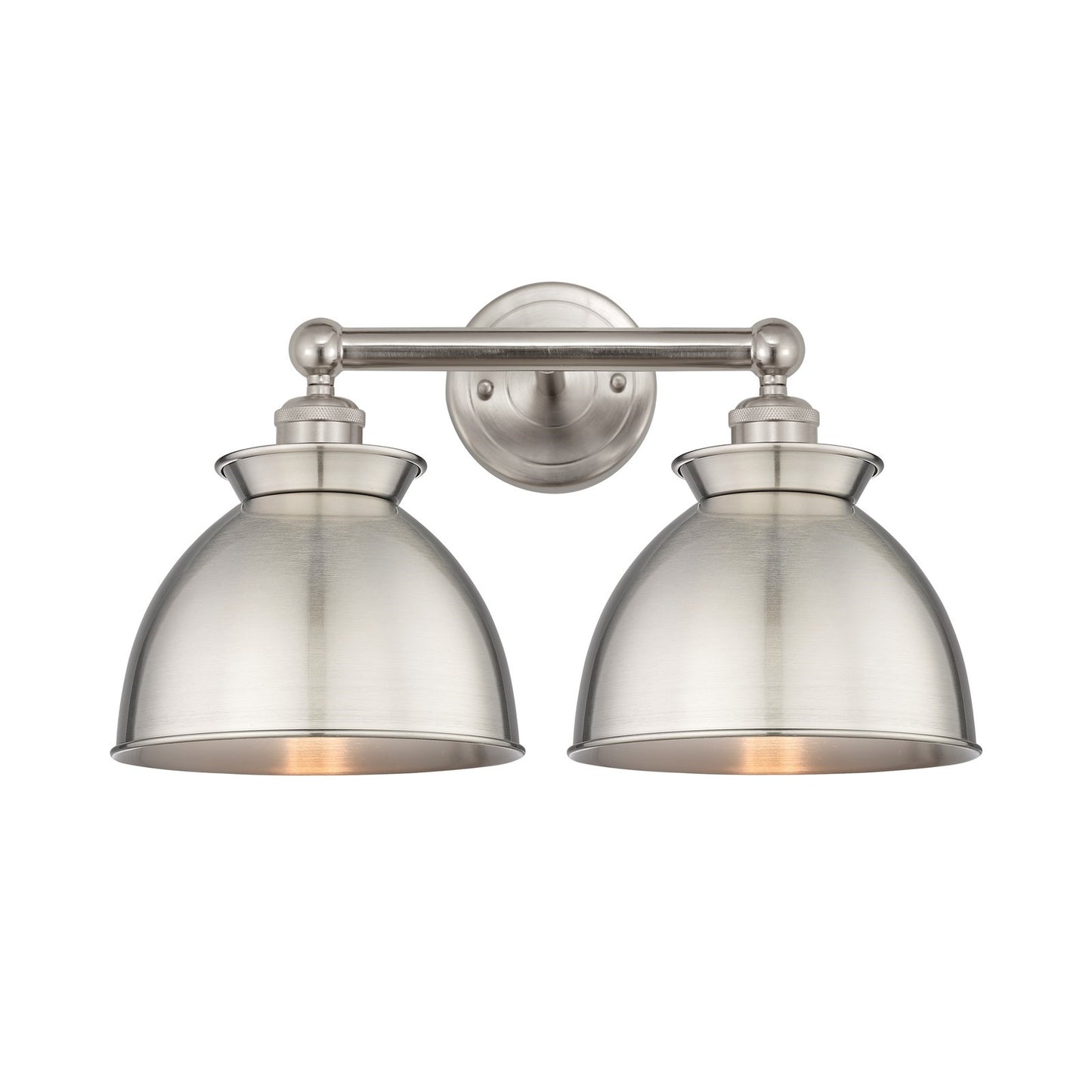 Innovations Adirondack 17in 2-Light Bath Vanity Light | Industrial Farmhouse Brushed Satin Nickel Steel and Cast Brass with Metal | Model 616-2W-SN-M14-SN