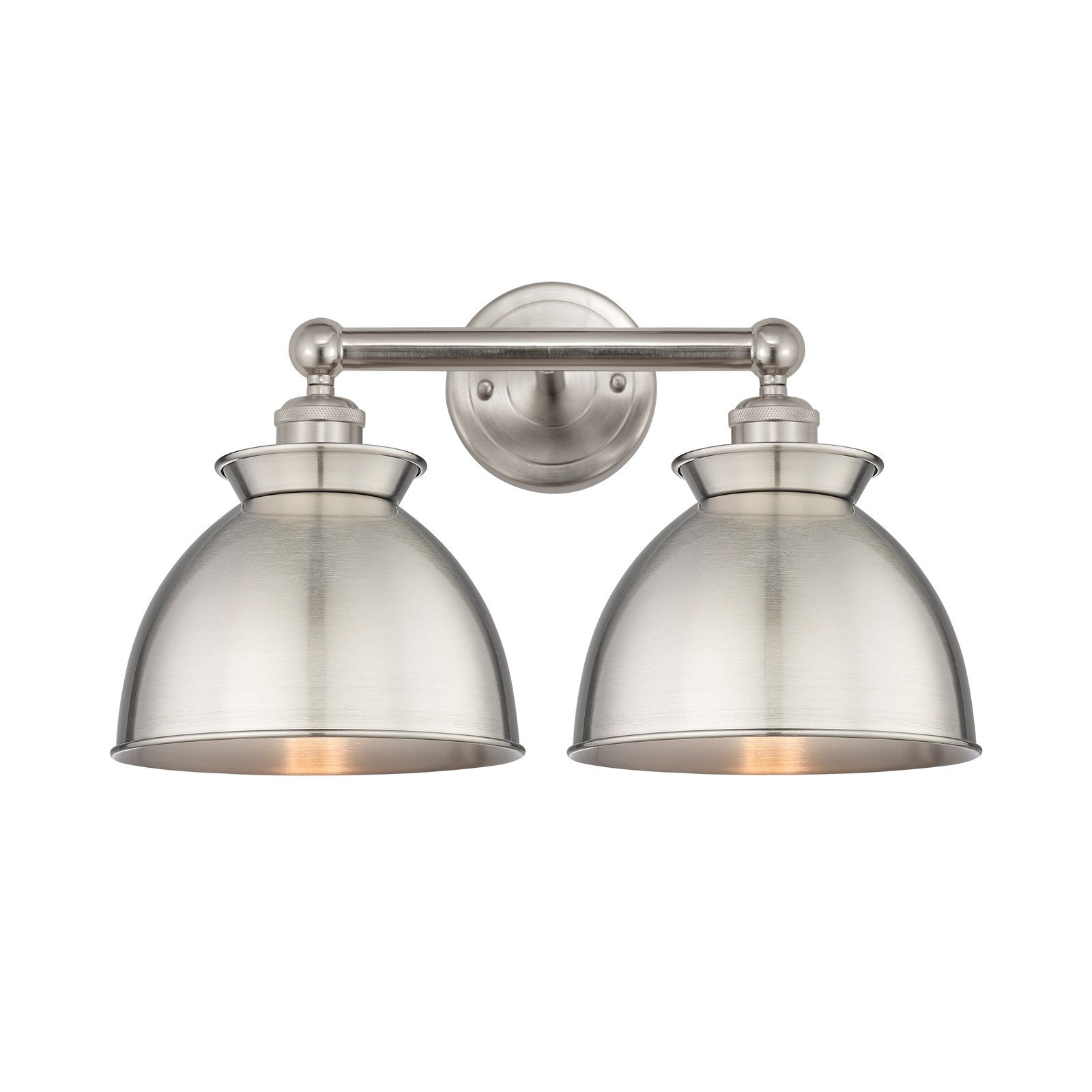 Innovations Adirondack 17in 2-Light Bath Vanity Light | Industrial Farmhouse Brushed Satin Nickel Steel and Cast Brass with Metal | Model 616-2W-SN-M14-SN