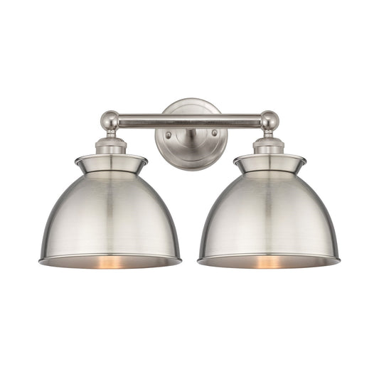 Innovations Adirondack 17in 2-Light Bath Vanity Light | Industrial Farmhouse Brushed Satin Nickel Steel and Cast Brass with Metal | Model 616-2W-SN-M14-SN
