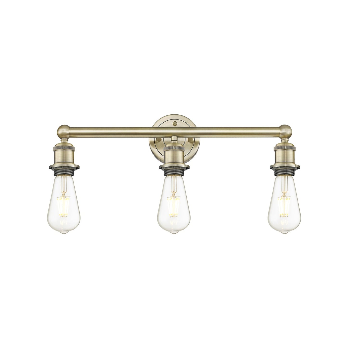 Innovations Edison 21in 3-Light Bath Vanity Light | Industrial Antique Brass Steel | Vanity & Bathroom | 21.38 x 6 x 6.25 in | Model 616-3W-AB