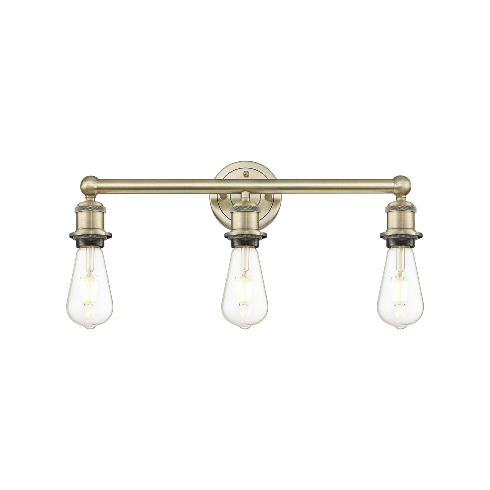 Innovations Edison 21in 3-Light Bath Vanity Light | Industrial Antique Brass Steel | Vanity & Bathroom | 21.38 x 6 x 6.25 in | Model 616-3W-AB