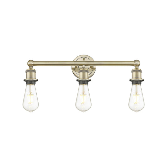 Innovations Edison 21in 3-Light Bath Vanity Light | Industrial Antique Brass Steel | Vanity & Bathroom | 21.38 x 6 x 6.25 in | Model 616-3W-AB
