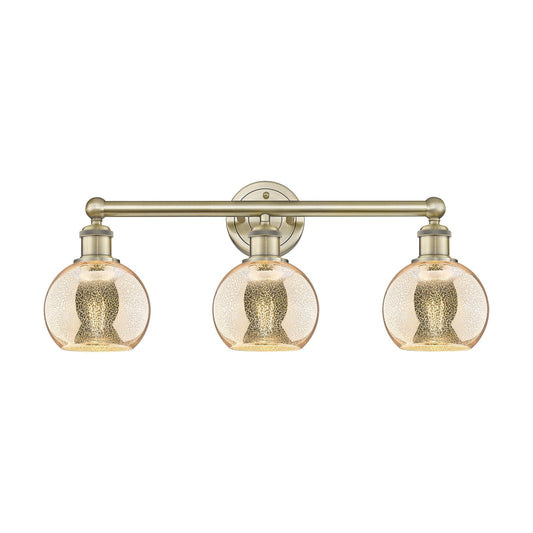 Innovations Athens 24in 3-Light Bath Vanity Light | Industrial Antique Brass and Mercury Glass | Bathroom Vanity | 23.88 x 10.12 | Model 616-3W-AB-G128-6