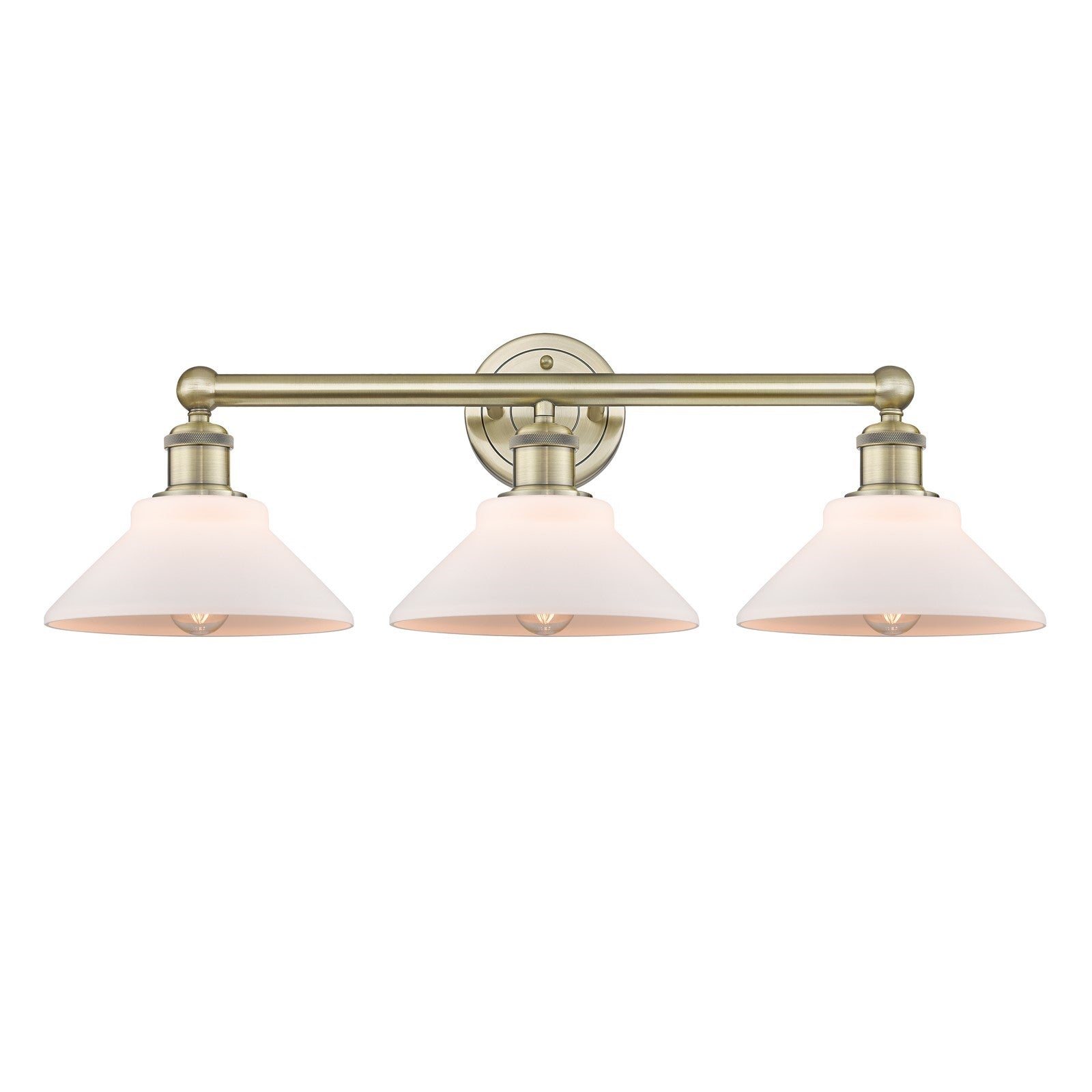 Innovations Orwell 26in 3-Light Bath Vanity Light | Industrial Antique Brass and Matte White Glass | Bathroom Vanity | 26.38 x 9.25 | Model 616-3W-AB-G131