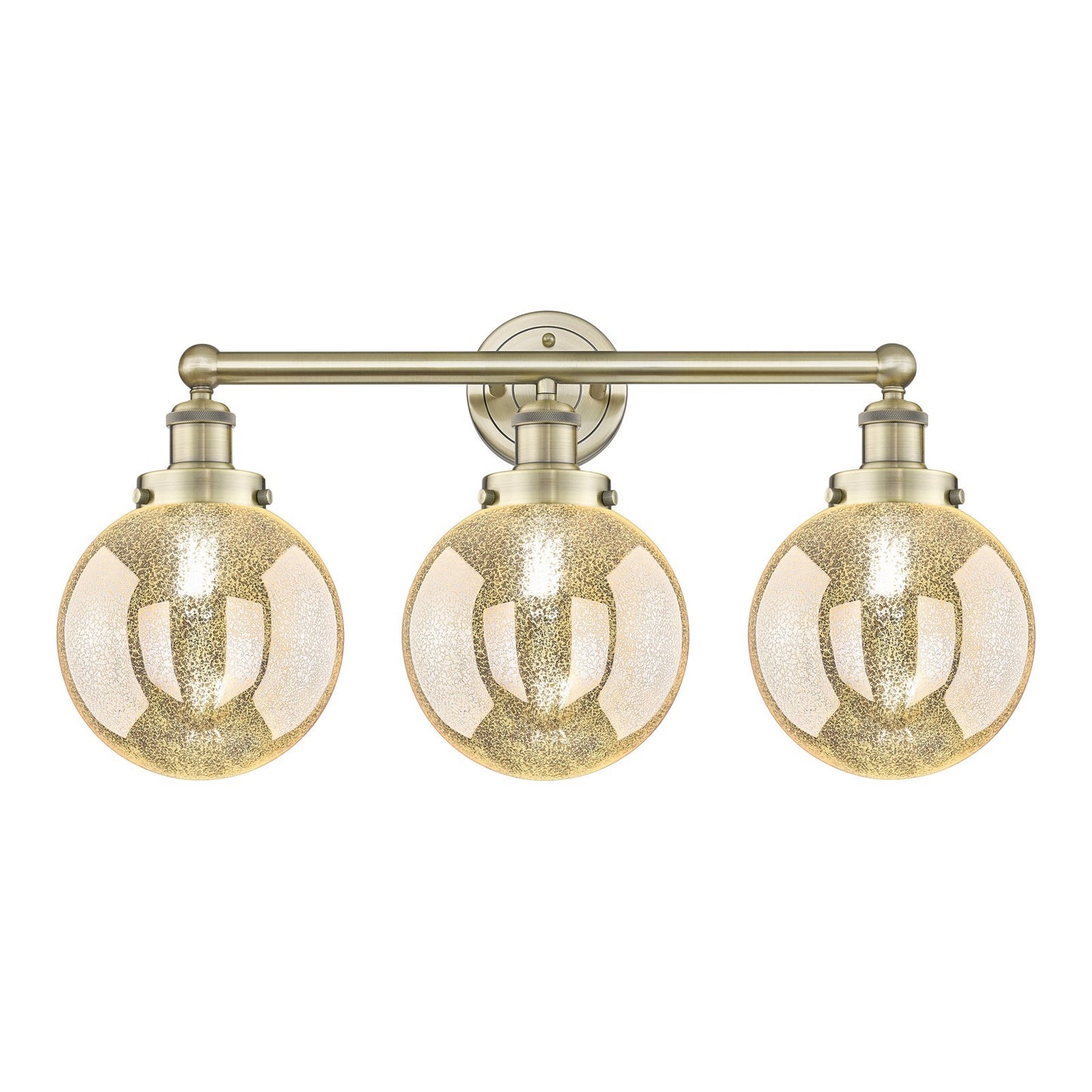 Innovations Beacon 26in 3-Light Bath Vanity Light | Art Nouveau Industrial Antique Brass and Mercury Glass | Bathroom Vanity | 26 | Model 616-3W-AB-G208-8
