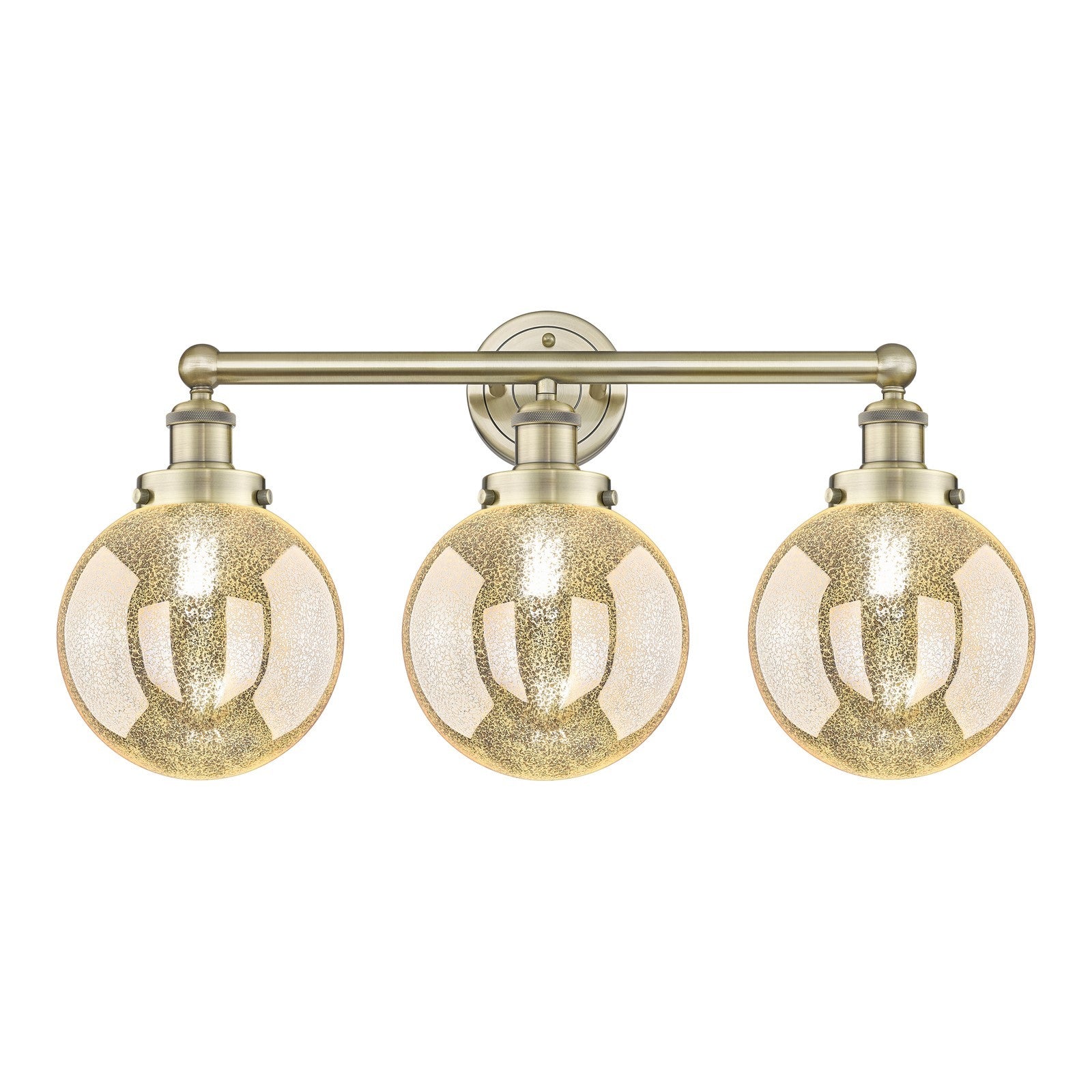 Innovations Beacon 26in 3-Light Bath Vanity Light | Art Nouveau Industrial Antique Brass and Mercury Glass | Bathroom Vanity | 26 | Model 616-3W-AB-G208-8
