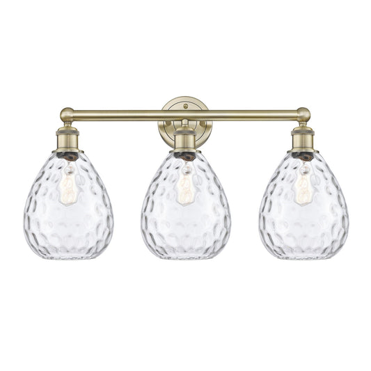 Innovations Waverly 26in 3-Light Bath Vanity Light | Industrial Antique Brass Steel and Clear Glass | Bathroom Vanity | 26 x 14.25 | Model 616-3W-AB-G372