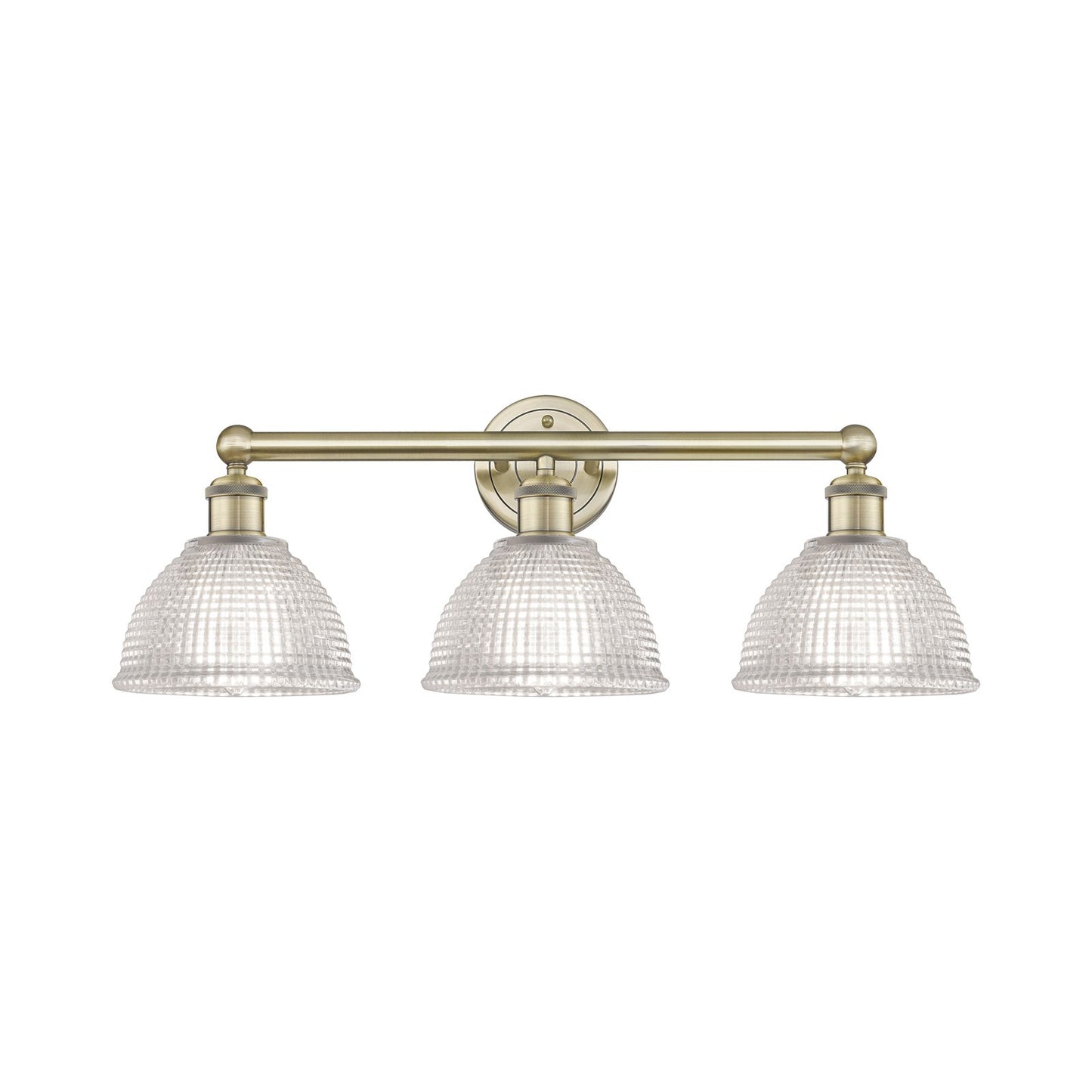 Innovations Arietta 26in 3-Light Bath Vanity Light | Industrial Antique Brass Steel and Clear Glass | Bathroom Vanity | 26 x 10.25 | Model 616-3W-AB-G422