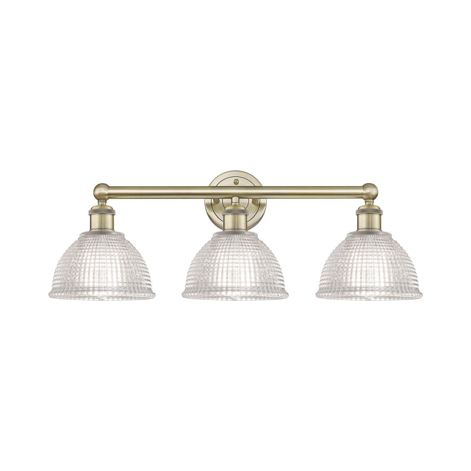 Innovations Arietta 26in 3-Light Bath Vanity Light | Industrial Antique Brass Steel and Clear Glass | Bathroom Vanity | 26 x 10.25 | Model 616-3W-AB-G422