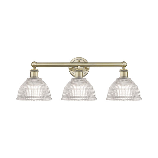 Innovations Arietta 26in 3-Light Bath Vanity Light | Industrial Antique Brass Steel and Clear Glass | Bathroom Vanity | 26 x 10.25 | Model 616-3W-AB-G422
