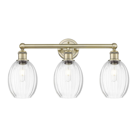 Innovations Preston Bulb 24in 3-Light Bath Vanity Light | Industrial Antique Brass and Clear Glass | Bathroom Vanity | 24.25 x | Model 616-3W-AB-G459-6CL