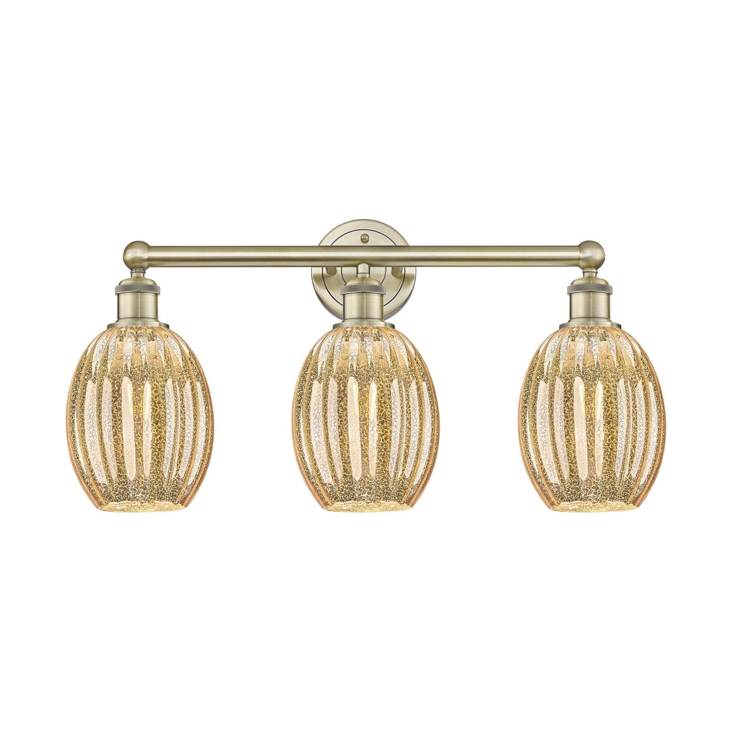 Innovations Preston Bulb 24in 3-Light Bath Vanity Light | Industrial Antique Brass and Mercury Glass | Bathroom Vanity | 24.25 | Model 616-3W-AB-G459-6ME