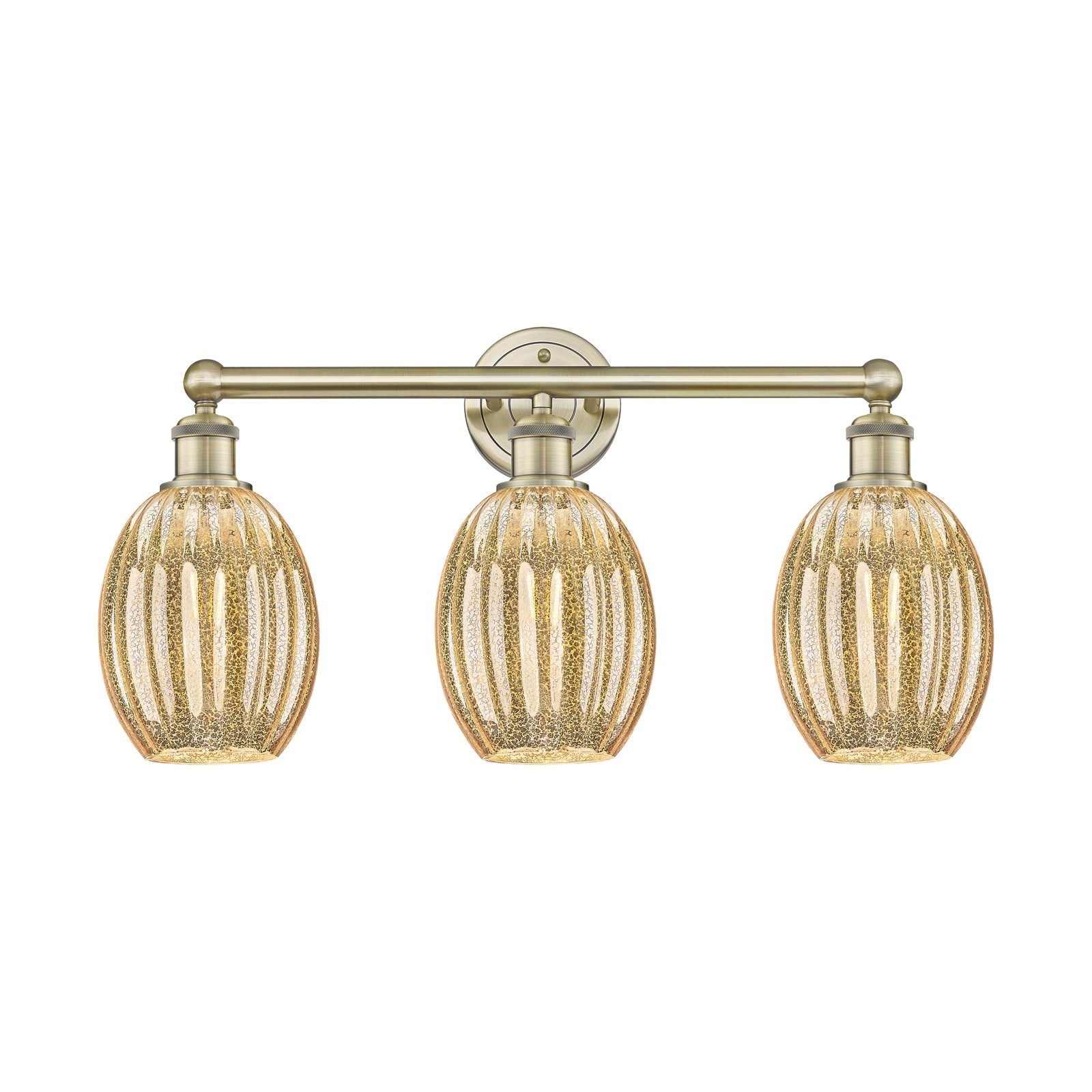 Innovations Preston Bulb 24in 3-Light Bath Vanity Light | Industrial Antique Brass and Mercury Glass | Bathroom Vanity | 24.25 | Model 616-3W-AB-G459-6ME