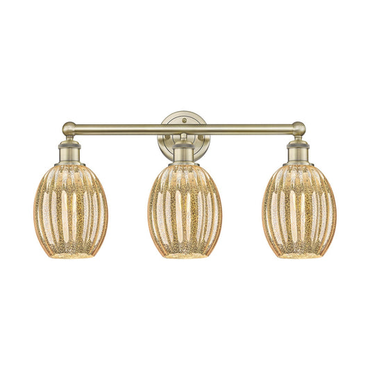 Innovations Preston Bulb 24in 3-Light Bath Vanity Light | Industrial Antique Brass and Mercury Glass | Bathroom Vanity | 24.25 | Model 616-3W-AB-G459-6ME