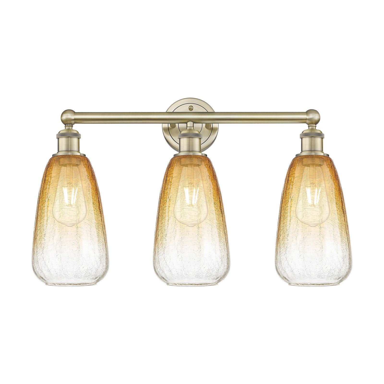 Innovations Brookhaven Almond 24in 3-Light Bath Vanity Light | Industrial Antique Brass and Amber Glass | Bathroom Vanity | 24 | Model 616-3W-AB-G480-6AM