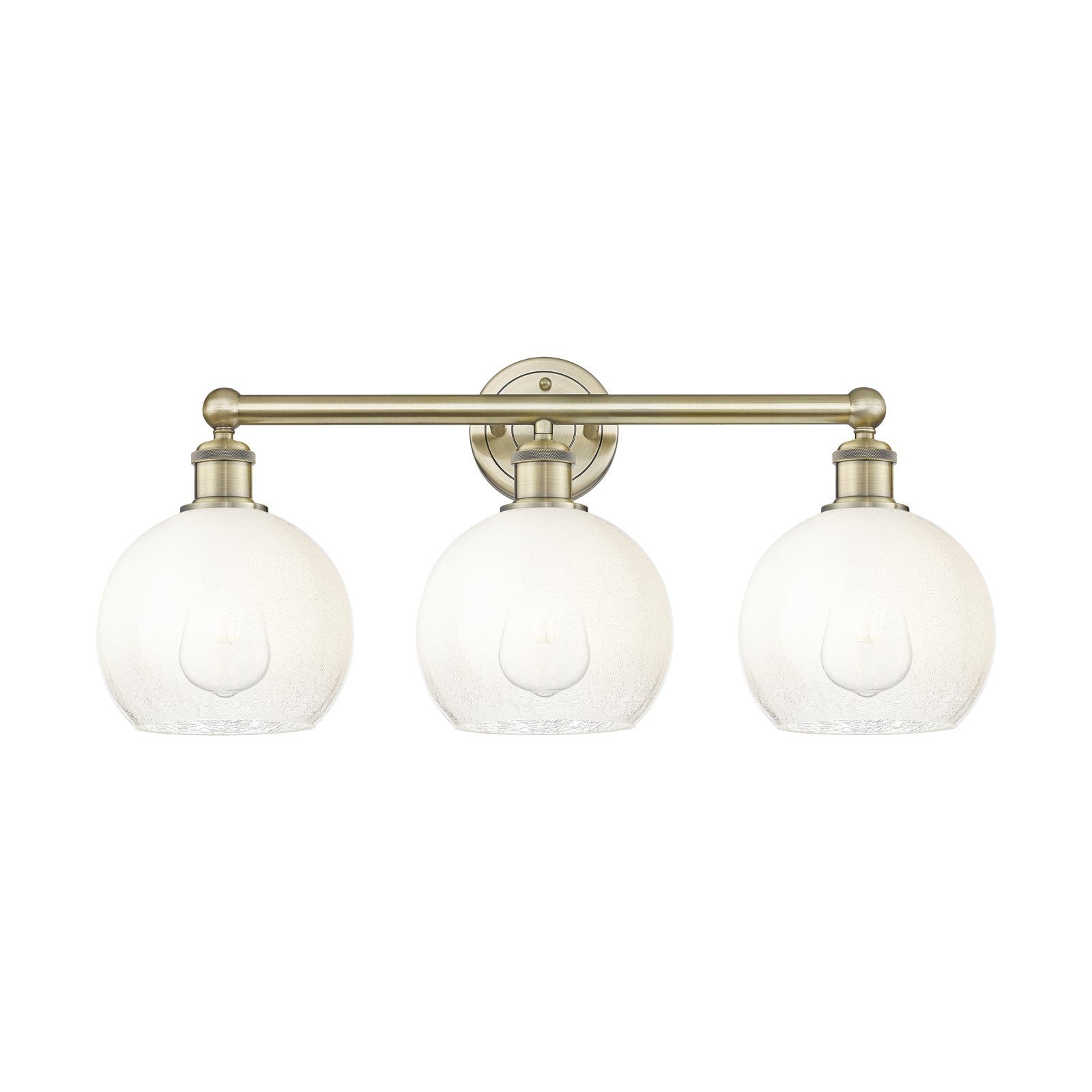 Innovations Brookhaven Globe 26in 3-Light Bath Vanity Light | Industrial Antique Brass Steel and Opal Glass | Bathroom Vanity & | Model 616-3W-AB-G483-8OP