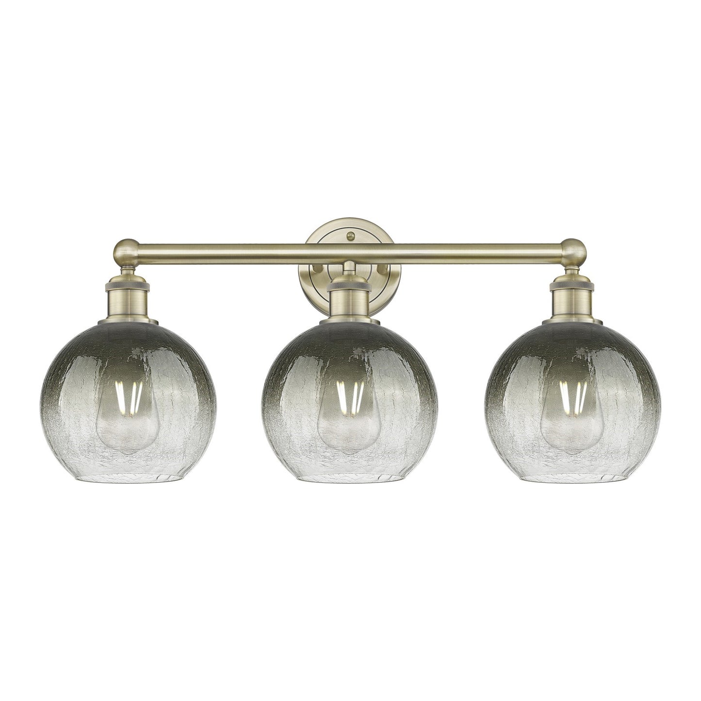 Innovations Brookhaven Globe 26in 3-Light Bath Vanity Light | Industrial Antique Brass Steel and Slate Glass | Bathroom Vanity | Model 616-3W-AB-G483-8SL