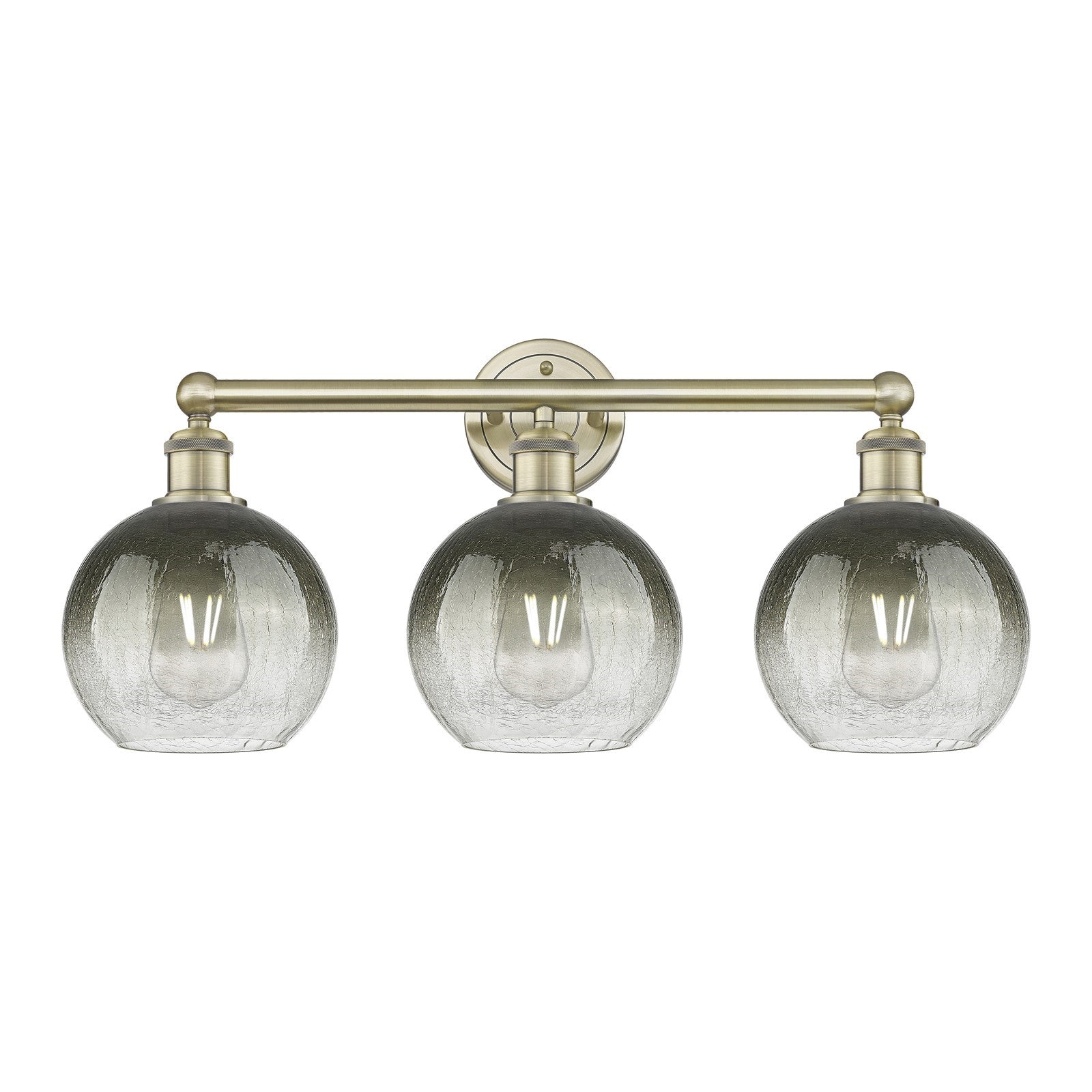 Innovations Brookhaven Globe 26in 3-Light Bath Vanity Light | Industrial Antique Brass Steel and Slate Glass | Bathroom Vanity | Model 616-3W-AB-G483-8SL