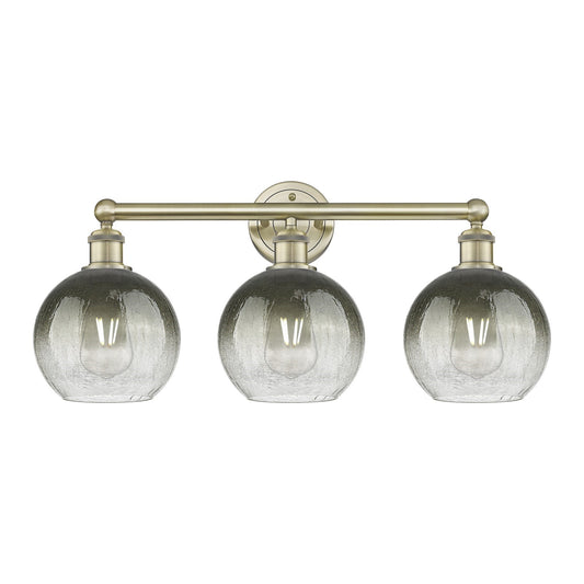 Innovations Brookhaven Globe 26in 3-Light Bath Vanity Light | Industrial Antique Brass Steel and Slate Glass | Bathroom Vanity | Model 616-3W-AB-G483-8SL