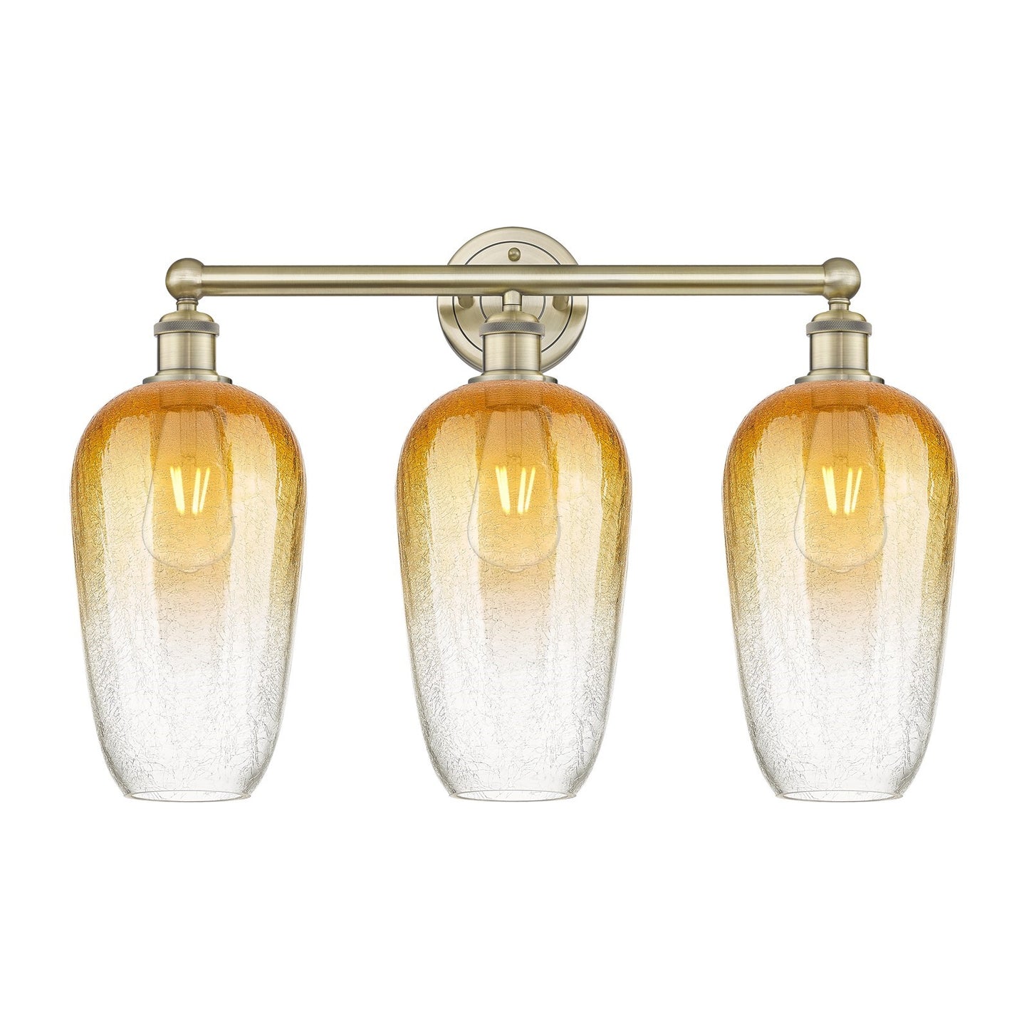 Innovations Brookhaven Flute 25in 3-Light Bath Vanity Light | Industrial Antique Brass Steel and Amber Glass | Bathroom Vanity | Model 616-3W-AB-G484-7AM
