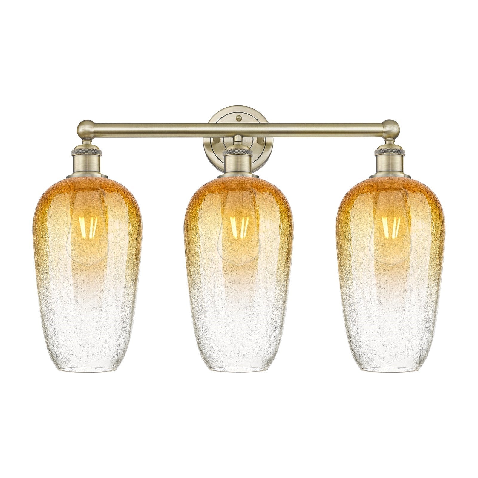 Innovations Brookhaven Flute 25in 3-Light Bath Vanity Light | Industrial Antique Brass Steel and Amber Glass | Bathroom Vanity | Model 616-3W-AB-G484-7AM