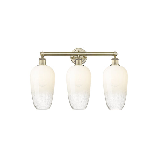 Innovations Brookhaven Flute 25in 3-Light Bath Vanity Light | Industrial Antique Brass Steel and Opal Glass | Bathroom Vanity | Model 616-3W-AB-G484-7OP