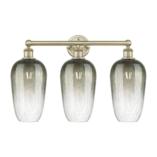 Innovations Brookhaven Flute 25in 3-Light Bath Vanity | Industrial Antique Brass Steel and Slate Glass | Bathroom Vanity Light | Model 616-3W-AB-G484-7SL