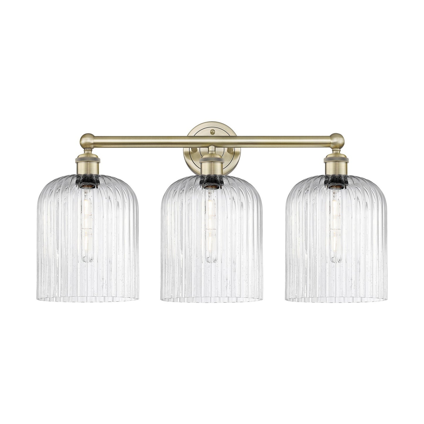 Innovations Bridal Veil 23in 3-Light Bath Vanity | Art Nouveau Antique Brass and Seedy Ribbed Glass | Bathroom & Powder Room | Model 616-3W-AB-G559-8SDY