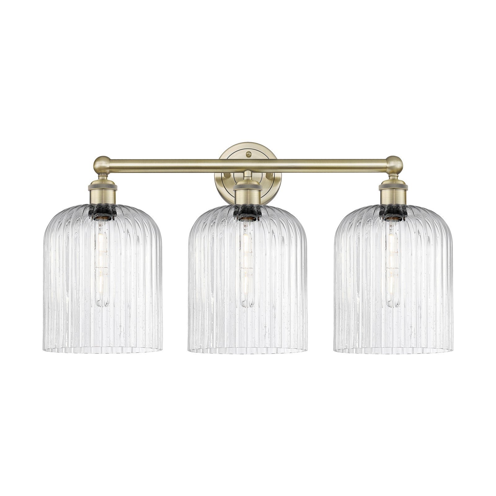 Innovations Bridal Veil 23in 3-Light Bath Vanity | Art Nouveau Antique Brass and Seedy Ribbed Glass | Bathroom & Powder Room | Model 616-3W-AB-G559-8SDY